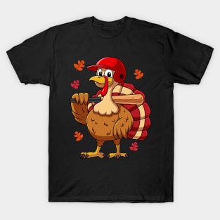 Thanksgiving Turkey Baseball Player T-Shirt